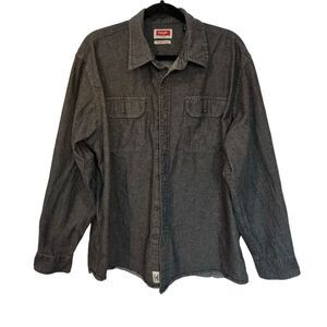 🔥4/$25 Wrangler Men’s Top Gray Long Sleeve Button Down XL